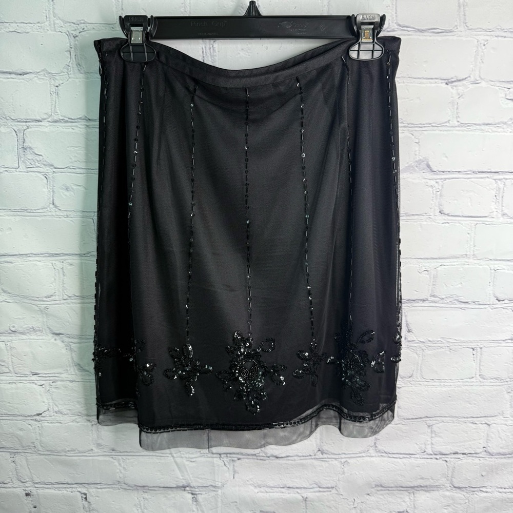 Ann Taylor Vintage Black Sequined Skirt 8